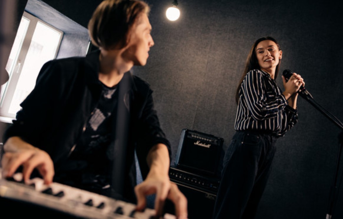 Professional vocalist performing